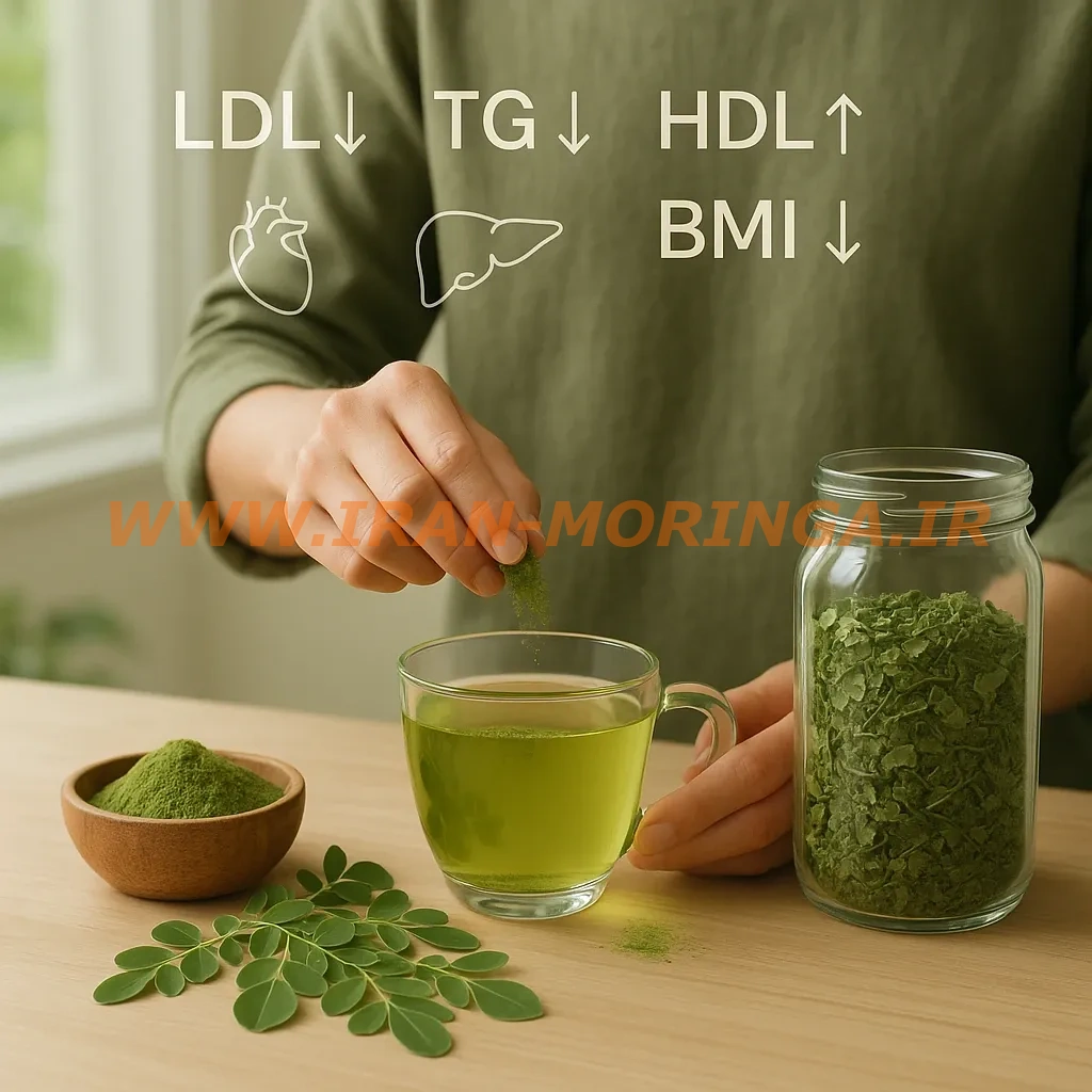 دم‌کردن چای برگ مورینگا اولیفرا و تأثیر آن بر بهبود شاخص‌های چربی خون و کاهش BMI در مطالعات انسانی